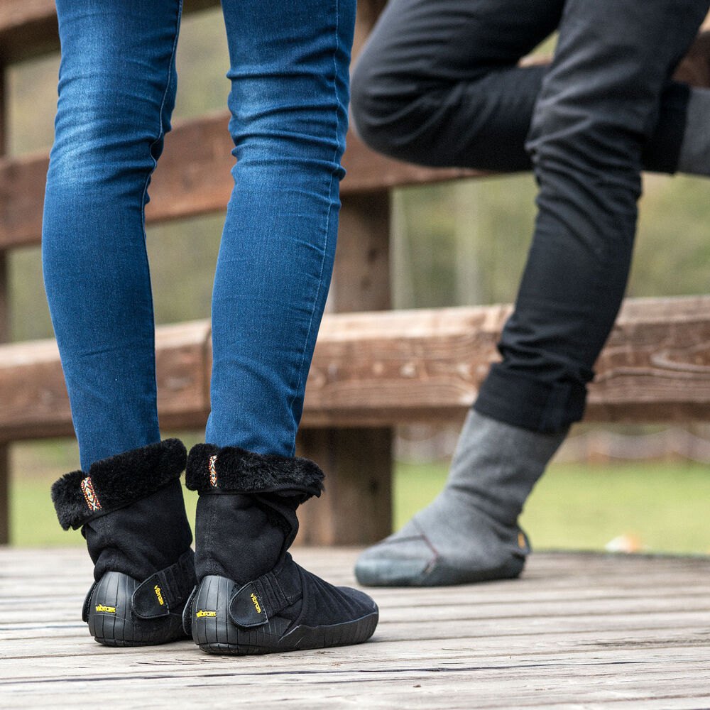 Vibram Furoshiki Mens Boots - Black - Eastern Traveler Classic Shearling Mid - 72085-HMWQ